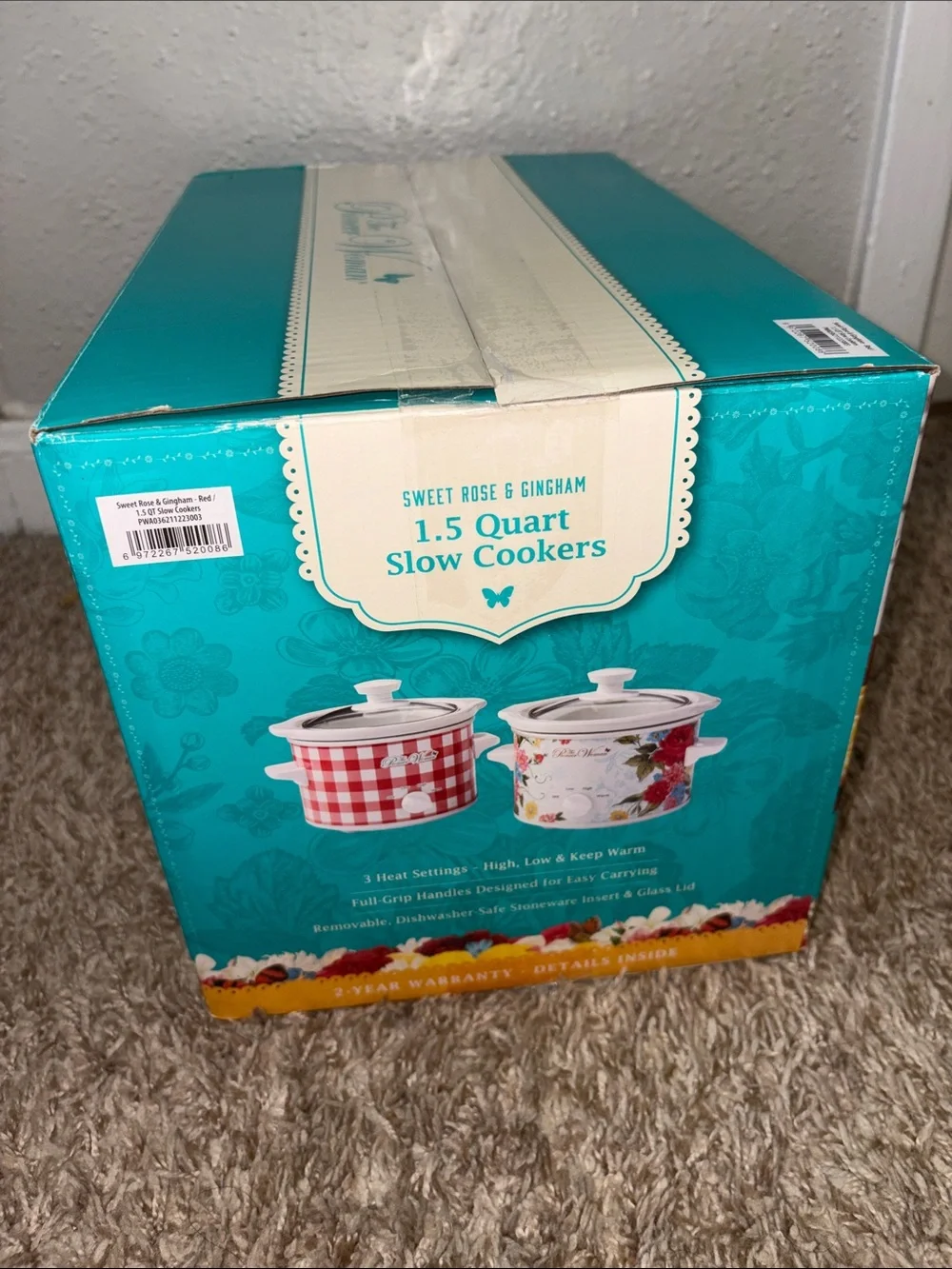 The Pioneer Woman Floral & Gingham 2-Piece Slow Cooker Set - Red & White